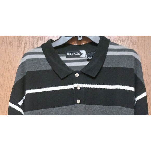 (3)-NYC (Polo Striped Shirts)-(Black/Gray)-(Brown/White)-(Green/Blue)-(4XL)-$40 - Picture 7 of 12